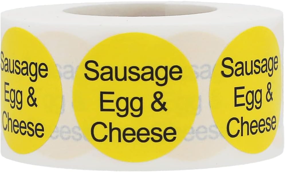 Yellow with Black Carnitas Circle Dot Adhesive Stickers, 1 Inch Round Labels, 500 Total Stickers