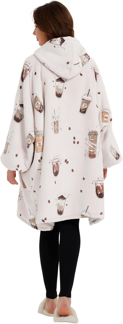 Wearable Blanket Hoodie for Adults With Pocket Strawberry Hoodie | Sherpa, Fuzzy Blanket Hoodie, Oversized Sweatshirt Blanket, Kangaroo Pouch, Cute Birthday Gifts for Sister, Cute Stuff