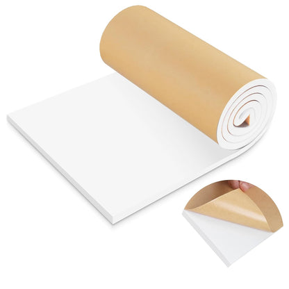 LSGCQ Sponge Neoprene Foam Padding Self Adhesive Foam Sheets, White | Closed Cell Foam Sheet Neoprene Rubber Pad for DIY Gaskets Shock Pads Liner Crafts, 12" Wide x 1/8" Thick x 59" Long