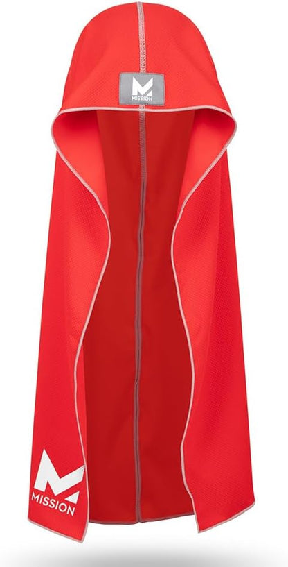 MISSION Cooling Hoodie Towel, Evaporative Cool Technology, Cools Instantly When Wet, UPF 50 Sun Protection, Contours Your Head to Stay in Place, Great for Sports, Fitness, Gym
