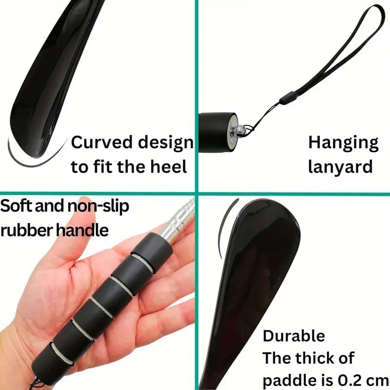 Shoe Horn Retractable Stainless Steel Long-Handle Foldable Shoe Puller for Seniors Extended Travel Pregnant Women 1 Pack
