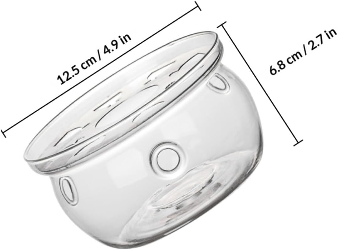 TIDTALEO Glass Teapot Warmer Base for Home Use, Borosilicate Heat-Resistant Tea Heater Accessory with Candle Holder, Desktop Tea Ceremony Heating Stand