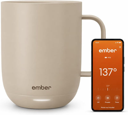 Ember Temperature Control 14oz Smart Mug 2, App-Controlled and Rechargeable Heated Coffee Cup Warmer with Intelligent LED Display, Sage Green.