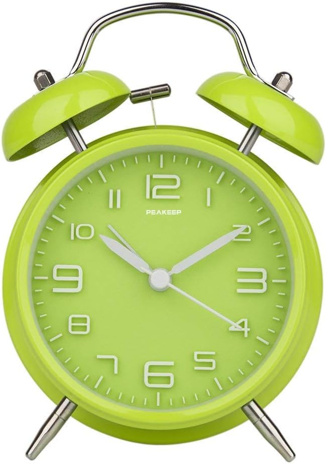 Peakeep Loud Alarm Clock for Heavy Sleepers Adults, Metal 4.5 Inches | Twin Bell Battery Operated Analog Alarm Clocks for Bedrooms Kids' Room Decoration (Jewel Blue)