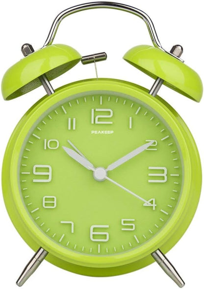 Peakeep Loud Alarm Clock for Heavy Sleepers Adults, Metal 4.5 Inches | Twin Bell Battery Operated Analog Alarm Clocks for Bedrooms Kids' Room Decoration (Jewel Blue)