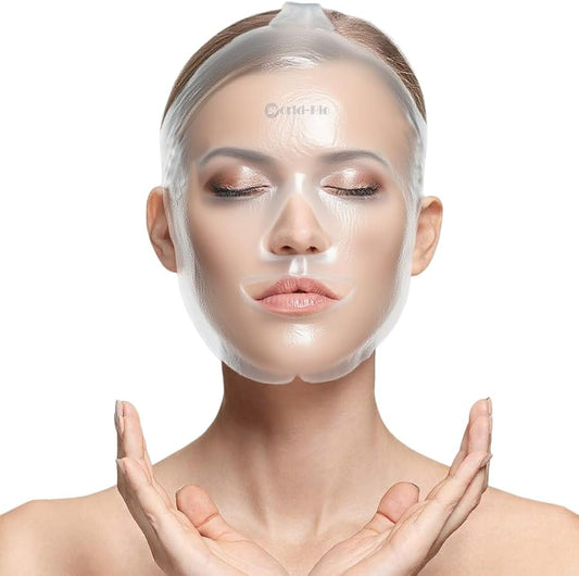 Face Ice Pack/Ice Mask for Face & TMJ Relief, Reusable Hot Cold Gel Pack for Post-Surgery Recovery, Puffy Eyes, and Swelling, Full Coverage Ice Mask (White)