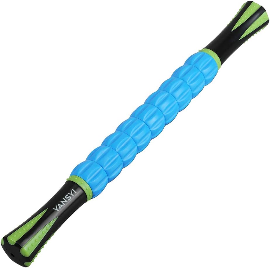 YANSYI Professional 9-Roller Deep Tissue Massage Stick - Portable Muscle Recovery Roller for Athletes, Relieves Post-Workout Soreness & Leg/Back Pain - Portable Physio Tool (Blue 1)