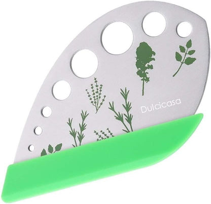 Dulcicasa Leaf Herb Stripper 9 Holes, Stainless Steel Herb Cutter with Safety Cover for Kale, Chard, Collard Greens, Thyme, Basil, Rosemary, Kitchen Herbs Stripper Tool (1pc)