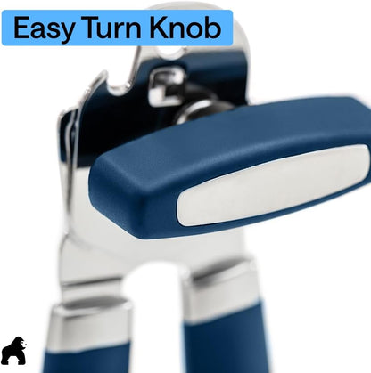 GORILLA GRIP Original Model Stainless Steel Smooth Edge Manual Can Opener and Bottle Openers, US Designed, Comfortable Handle, Oversized Handheld Turn Knob, Multifunctional Kitchen Tool, Gray