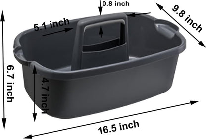Large Plastic Cleaning Supply Caddy with Handle, Portable Cleaning Tool Storage Tote for Dorm, Bath, Pantry (Dark Grey)