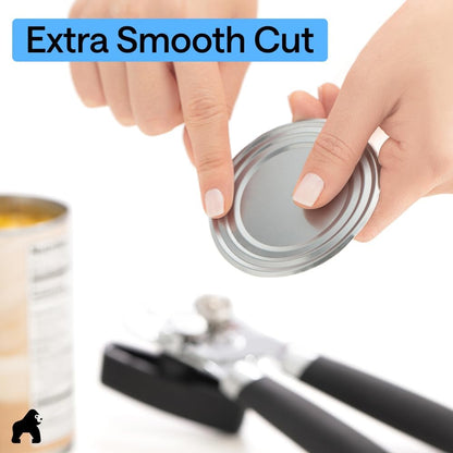 GORILLA GRIP Original Model Stainless Steel Smooth Edge Manual Can Opener and Bottle Openers, US Designed, Comfortable Handle, Oversized Handheld Turn Knob, Multifunctional Kitchen Tool, Gray