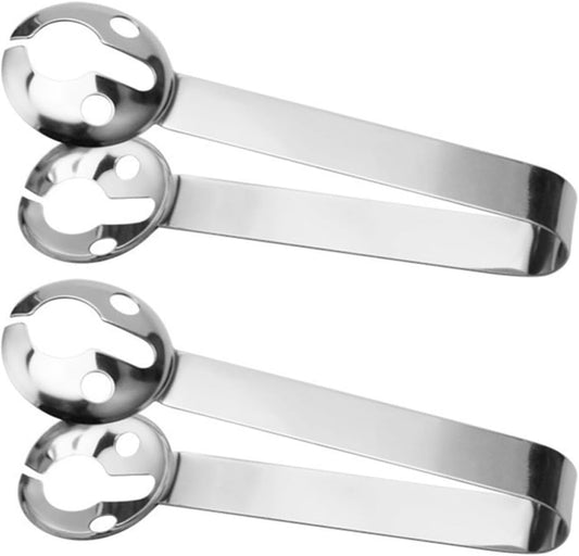 BESTOYARD 2 Pcs Stainless Steel Tea Bag Holder Spoon with Ergonomic Handle, Heat Resistant Fruit Tea Squeezer and Ice Cube Tongs for Home Kitchen and Bar, Machine Washable round Design