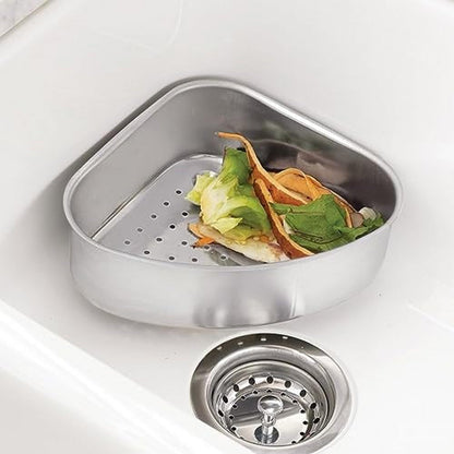Better Houseware Triangular Kitchen Sink Drain Basket for Food, Sink Food Catcher Basket for Washing Vegetables & Fruits Corner Sink Strainer