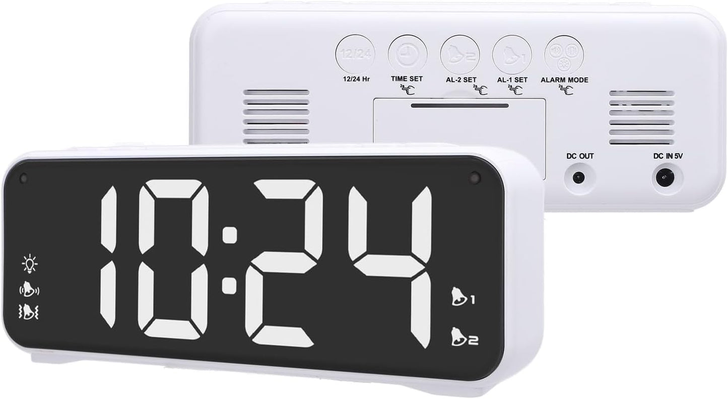Extra Dual Alarm Clock with Bed Shaker LED Display Bed Shaking Alarm Clock Snooze Function for Heavy Sleepers