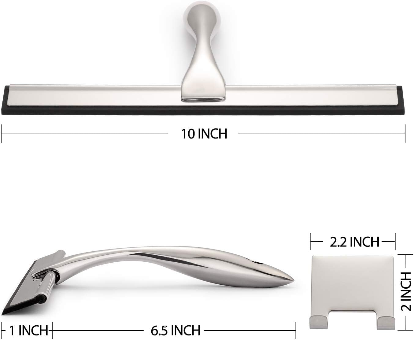 Hiware All-Purpose Shower Squeegee for Shower Doors, Bathroom, Window and Car Glass - Stainless Steel, 10 Inches