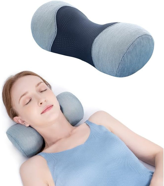 Bespilow Small Neck Roll Pillow for Sleeping, Neck Pillows for Pain Relief | Travel Cervical Support Pillow for Bed Sleep, Round Contour Memory Foam Bolster for Back Sleepers, Breathable Cover, Odorless