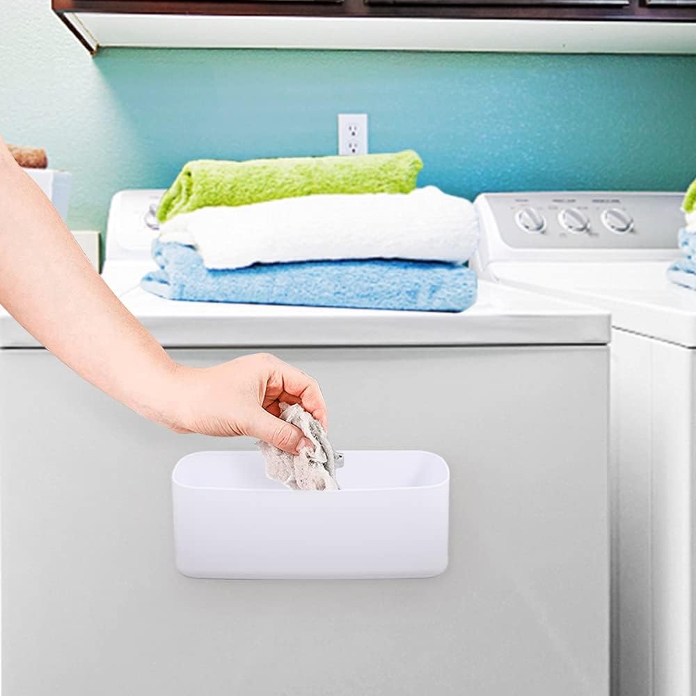 Picowe Magnetic Laundry Storage, Large Lint Holder Bin, Space-Saving Trash Container Hanging on Dryer, Washer or Wall Mount (Gray White)