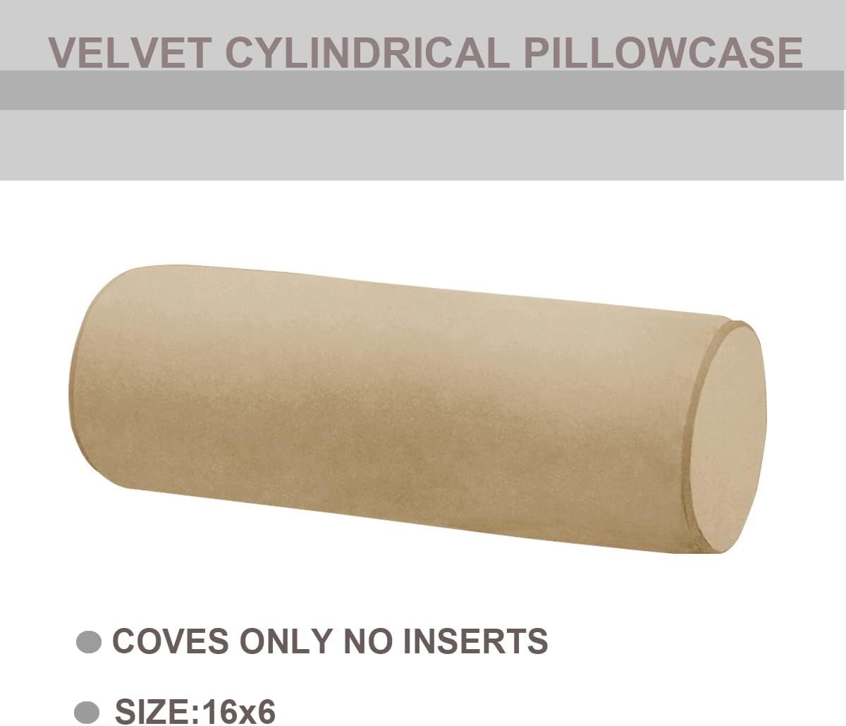 Neck Roll Pillowcases Velvet Cylindrical Pillow Covers 16"x6" with Hidden Zipper for House Home Decor Neck Roll Pillow Cervical Neck Roll Memory Pillow Cylinder Round Cushion (Black, 16x6)