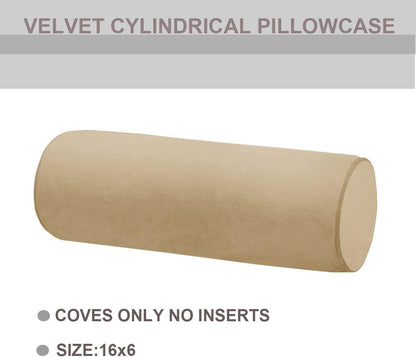 Neck Roll Pillowcases Velvet Cylindrical Pillow Covers 16"x6" with Hidden Zipper for House Home Decor Neck Roll Pillow Cervical Neck Roll Memory Pillow Cylinder Round Cushion (Black, 16x6)