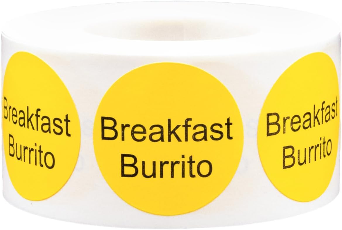 Yellow with Black Carnitas Circle Dot Adhesive Stickers, 1 Inch Round Labels, 500 Total Stickers