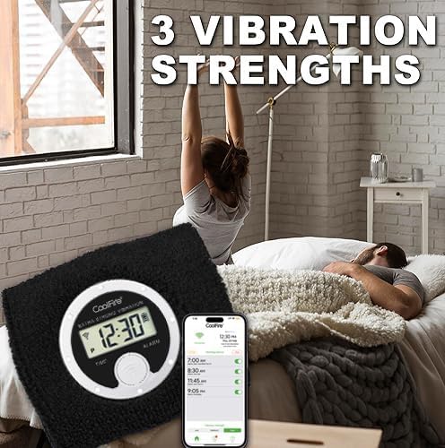 Coolfire - Vibrating Alarm Clock Sweatband, Silent Wake Yourself Up Wristband Vibrating Alarm Watch for Couples, Students, Easy to Set on User-Friendly App, Hearing Impaired, USB Chargeable