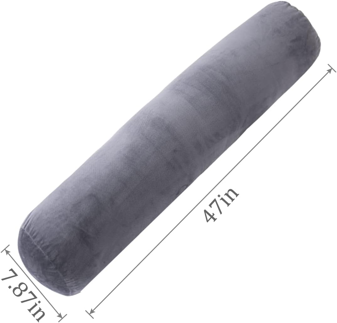 1 MIDDLE ONE Body Pillow for Adults, Bolster Pillow with Removable Velvet Cover, Long Round Cervical Roll Pillow, 35 x 7.87 Inches, Blue