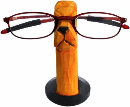 Red Dollar Handmade Wood Carved Animal Eyeglass Holder, Cute Sunglasses Display Stand, Nightstand Home Office Desk Decor, Christmas Holiday New Year Business Gift for Men Women Adults (Dog)