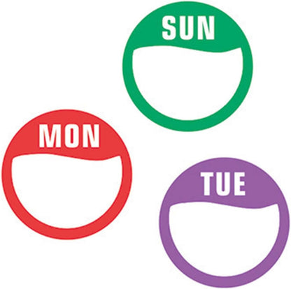 Day of the Week Stickers, 2cm (0.8 inch) Removable Date Dot Labels, 7 Rolls 3500 Pcs for Kitchen Freezer Food Breastmilk