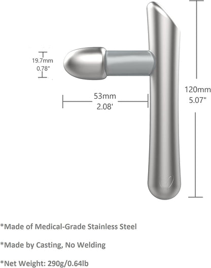 T-Bar Massage Tool - Myofascial & Foot Reflexology Massager, Stainless Steel, Heavy Duty
