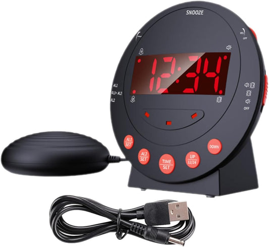 BESTYASH Strong Vibrating Alarm Clock Digital Bed Shaker Multifunctional Deaf Vibration Alarm Clock for Heavy Sleepers with 3pcs Set Suitable for Hearing Impaired Home Use