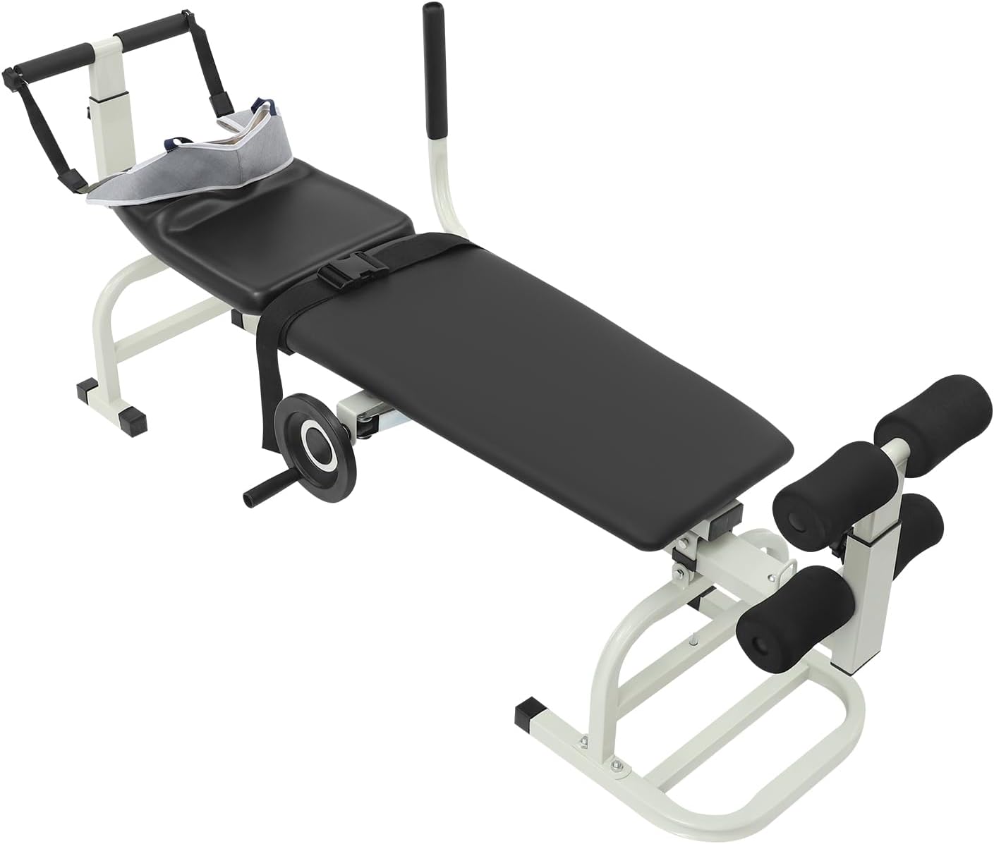 Multifunctional Body Stretcher, 330.69lbs Load Folding Massage Bed Back Stretch Bench Lumbar Traction Bed Neck Stretcher Traction Table with Headrest for Home Use Rehabilitation Centers Clinics