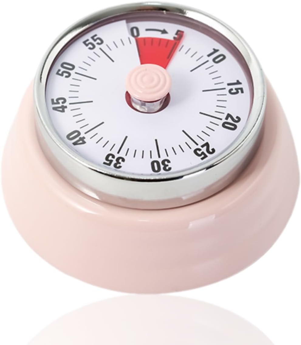 Visual Timer, 60-Minute Magnetic Mechanical Kitchen Timer Green | Stainless Steel Manual Countdown Timer with Loud Alarm for Cooking, Fitness, Office