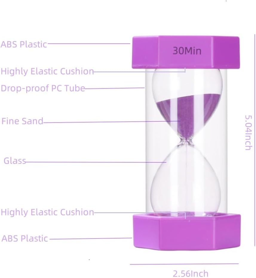 Colorful Sand Timers, Hourglass Sand Timers 5 Min Sandglass Timer with Protective Cover for Toothbrush Timer Games Classroom Home Office Cooking(Blue+5Min)