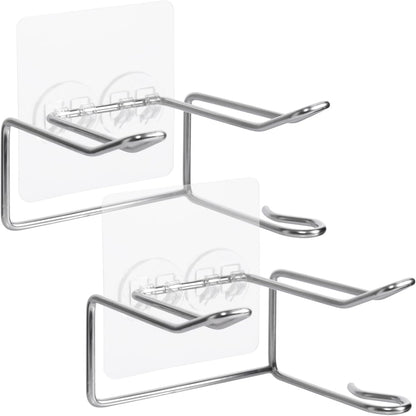 2 Pack Hair Dryer Holder, Wall Mount Self Adhesive Waterproof Blow Dryer Rack Storage Organizer Hanger, Compatible with Dyson and Most Hair Blower Appliance, Brush, Curling Iron, Straightener