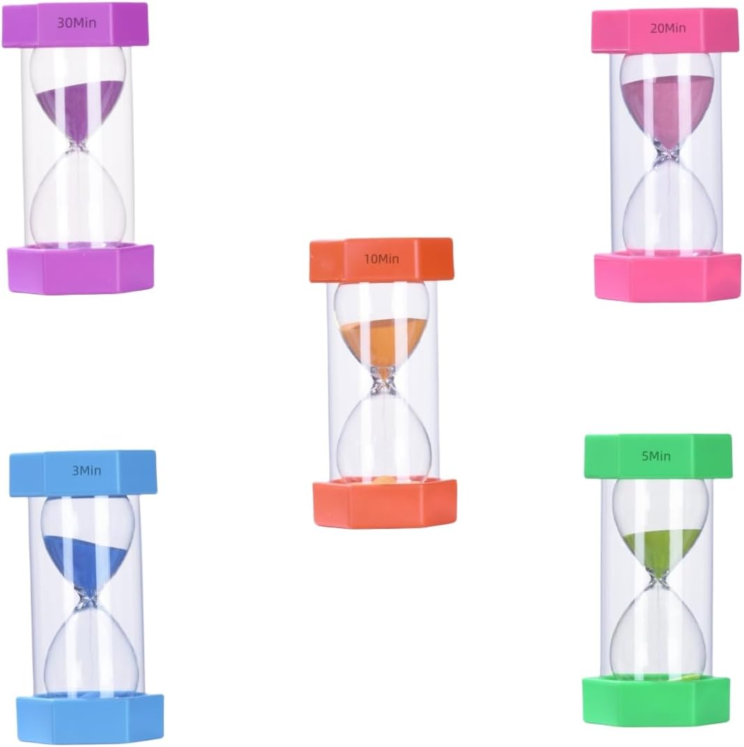 Colorful Sand Timers, Hourglass Sand Timers 5 Min Sandglass Timer with Protective Cover for Toothbrush Timer Games Classroom Home Office Cooking(Blue+5Min)