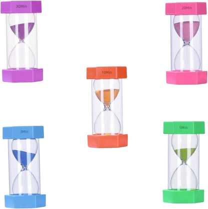 Colorful Sand Timers, Hourglass Sand Timers 5 Min Sandglass Timer with Protective Cover for Toothbrush Timer Games Classroom Home Office Cooking(Blue+5Min)