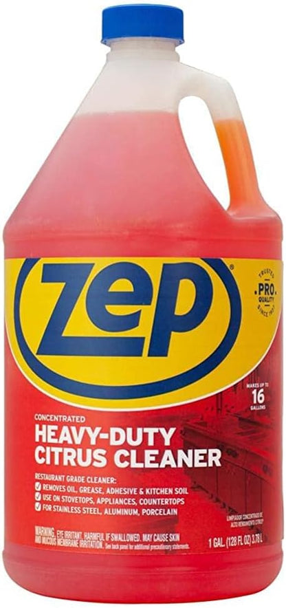 Zep Heavy-Duty Citrus Degreaser Cleaner Concentrate - 1 Gallon (1 Unit) ZUCIT128 - Restaurant Grade Degreaser and Cleaner Removes Oil, Grease, Adhesive, and Kitchen Soil