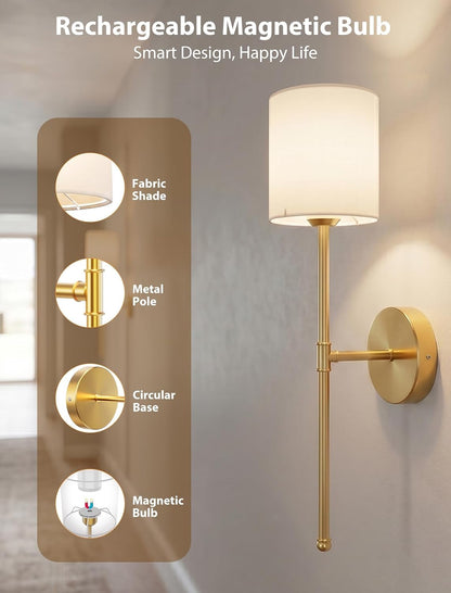 Wall Sconces Set of Two Rechargeable Cordless Wall Decor with Magnetic Bulb