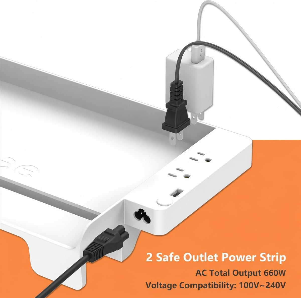 Bedside Shelf for Dorm Bunk Bed with USB Charging Port and 2 AC Outlets, Bedside Caddy, Attachable Bedside Table, College Dorm Essential Clip On Bedside Tray, Bunk Bed Accessories, Bedroom Furniture