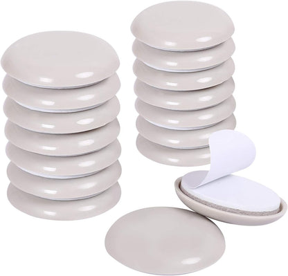 Ezprotekt 16 Pack Self-Stick Furniture Chair Leg Sliders for Carpet, 2-1/8" Self-Adhesive Round Furniture Movers Sliders, Carpet Chairs Furniture Glides, Carpet Moving Sliders Easily Move (Beige)