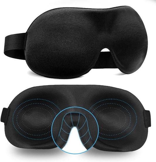 Sleep Mask SleepFun Invisible Alar Deep Orbit 3D Eye Mask Ultra Lightweight & Comfortable Sleeping Mask for Travel, Nap, Shift Works, Black & Blue