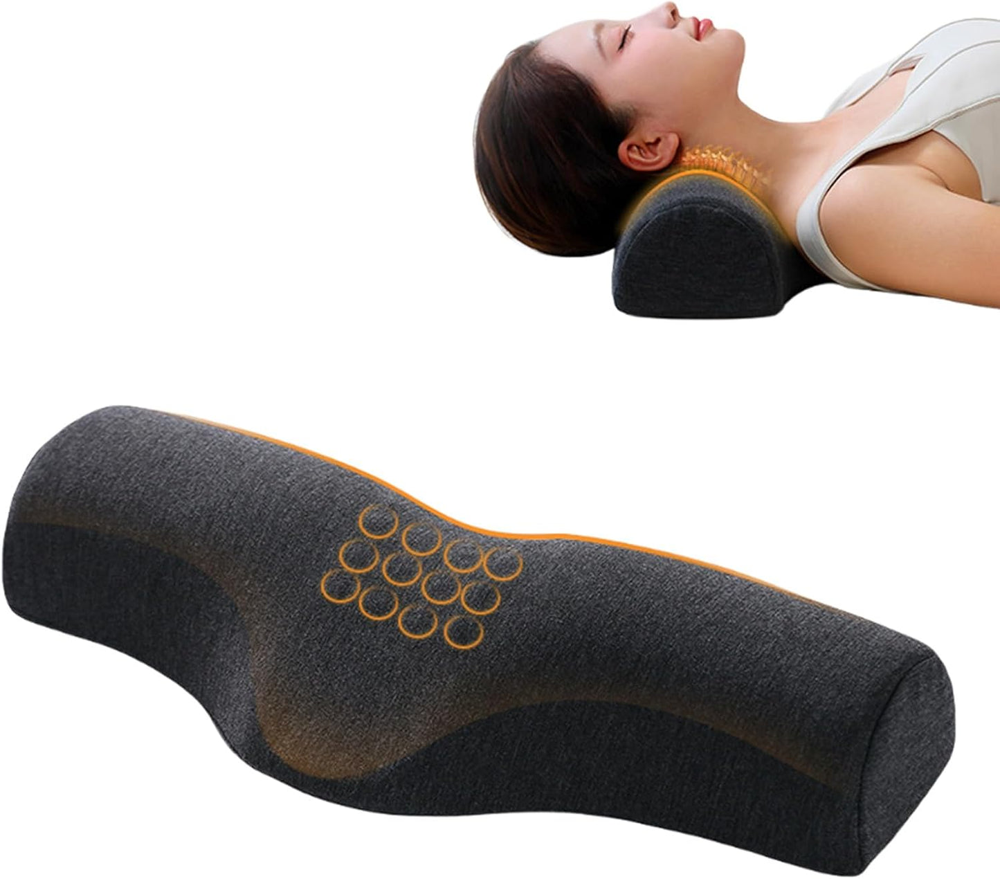 Cervical Neck Pillow for Neck Pain Relief,Memory Foam Neck Bolster Support Pillow for Bolster Support and Shoulder Relaxer, Decompression Devices Orthopedic Pillow Gray