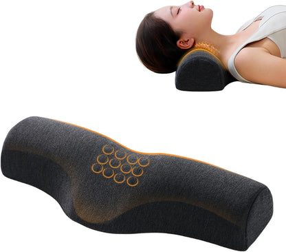 Cervical Neck Pillow for Neck Pain Relief,Memory Foam Neck Bolster Support Pillow for Bolster Support and Shoulder Relaxer, Decompression Devices Orthopedic Pillow Gray