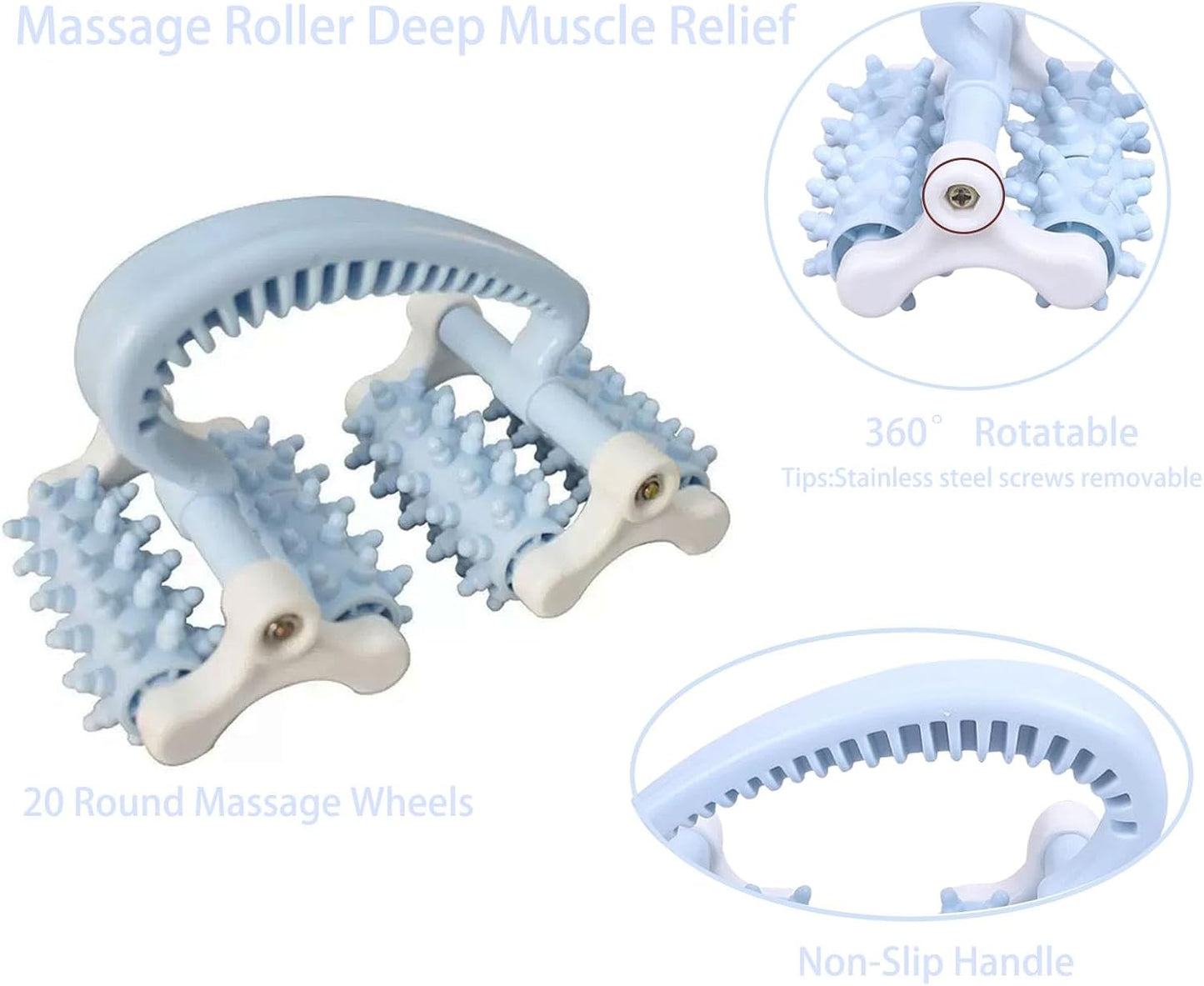 Cellulite Massage Tool,Anti Fascia Release Muscle Cellulite Roller | Lymphatic DrainageMassager Tools for Trigger Point Deep Tissue for Legs/Thighs/Butt/ Back (Blue)