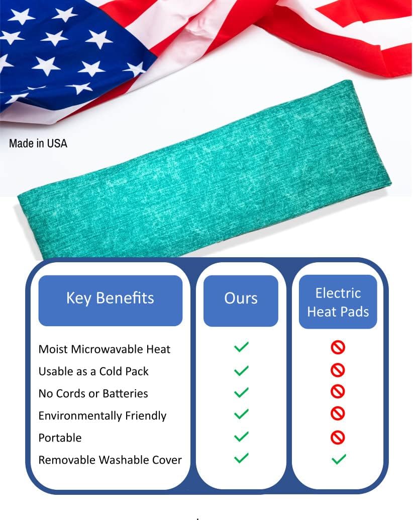 Microwavable Corn Filled Heating Pad and Cold Pack/Washable 100% Cotton Cover (Cross Hatch - Mint, 7.5in W x 11in L)