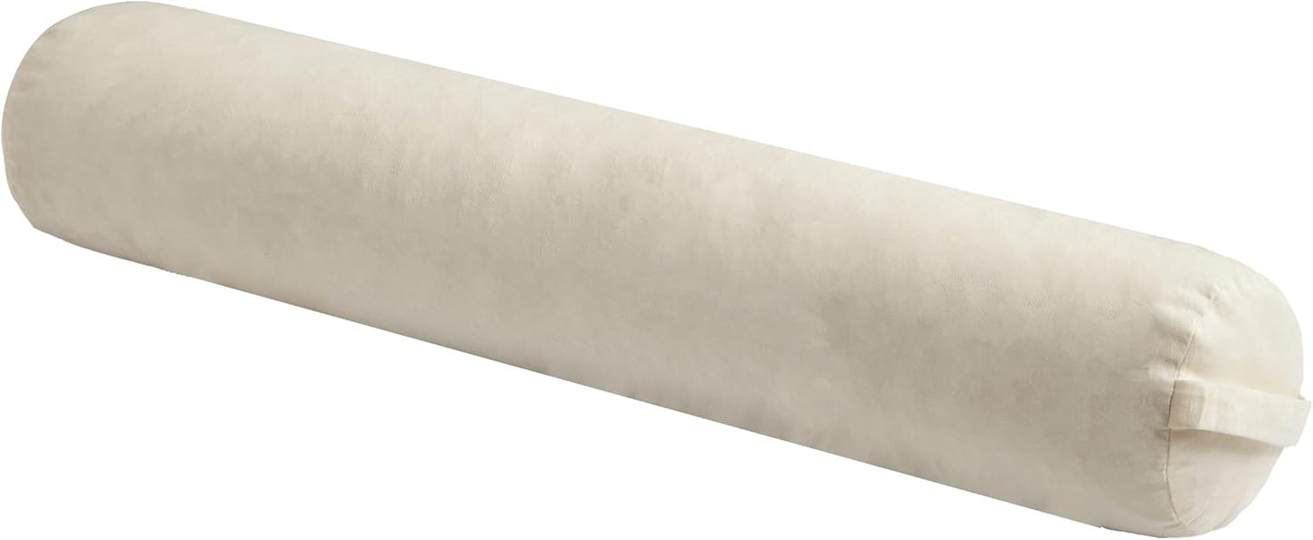 SAMTY Bolster Pillow for Adults, Long Round Body Pillow for Bed, 76x7.87 | Beige, Velvet Lumbar Pillow, Soft Cylindrical Body Pillow, Hidden Zipper And Carry Handle for Sleeping, Reading Relaxing