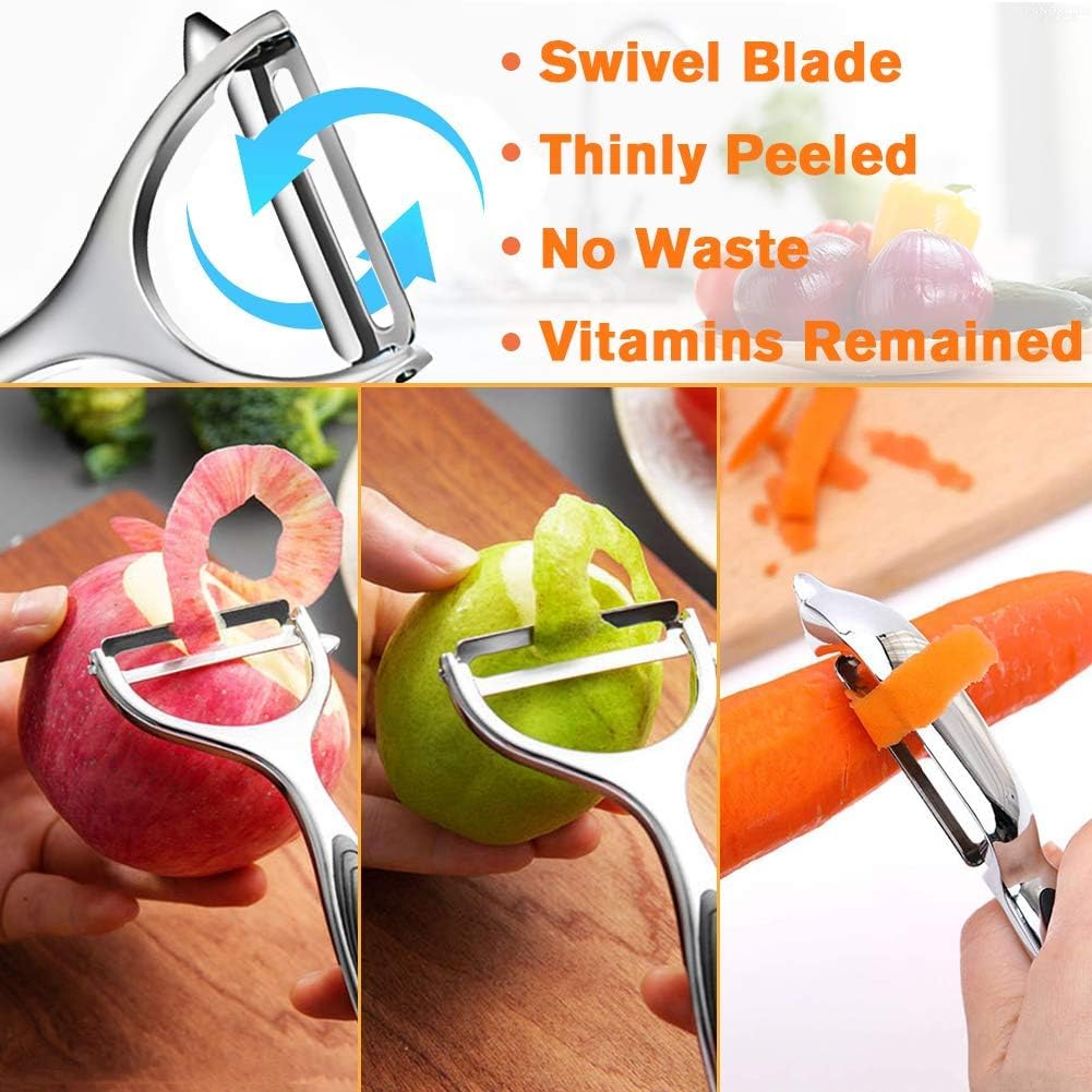 Vegetable Peeler, Stainless Steel Multi-function Potato Fruit Peeler Set, Y & I Shape Swivel Blades Kitchen Household Peeling Tools
