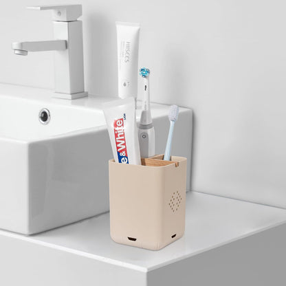Toothbrush Holders for Bathrooms, Electric Toothbrush Holder, White | Toothbrush and Toothpaste Organizer for Bathroom Countertop, 3 Slot Vanity Storage