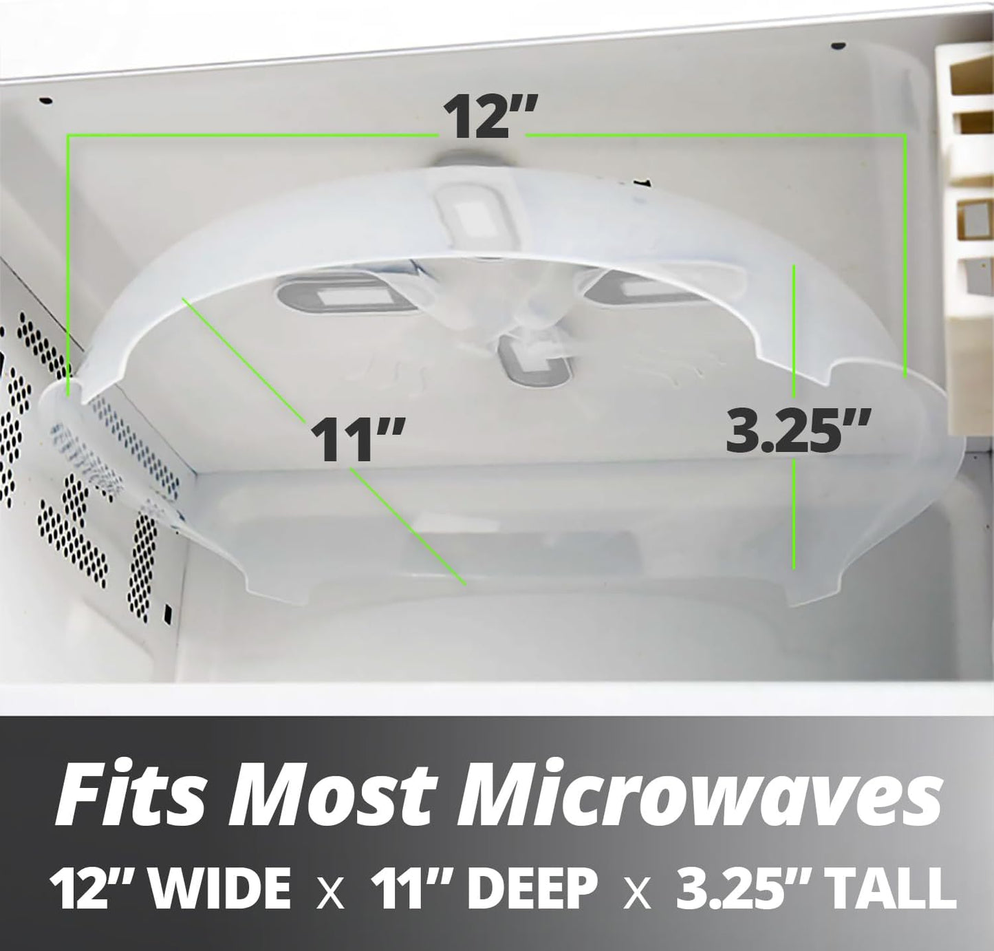 HOVER COVER Magnetic Microwave Splatter Cover for Food - 12-Inch - Gray | BPA-Free Lid, Vented Plate Guard with Steam Vents, Anti-Splash Microwave Lid, Dishwasher Safe, Space-Saving Magnetic Storage