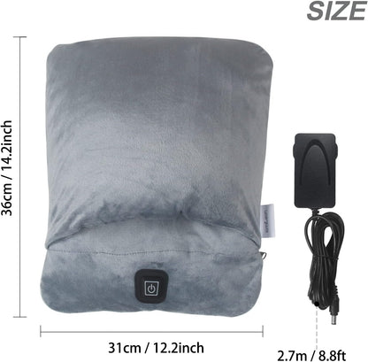 Electric Heated Foot Warmer with Massage,Vibration and Heating,Soft Plush Fabric & USB Fast Heating Pad for Women and Men,Relieve Foot Pain Soreness
